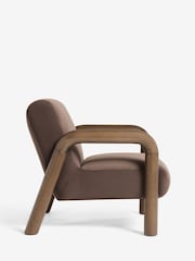 Soft Velvet Chocolate Brown Zander Accent Chair with Solid Wood Arms - Image 6 of 8