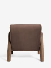Soft Velvet Chocolate Brown Zander Accent Chair with Solid Wood Arms - Image 7 of 8