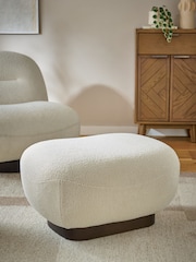 Cosy Boucle Ivory Natural Otis Footstool - Image 1 of 6