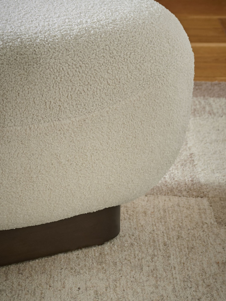 Cosy Boucle Ivory Natural Otis Footstool - Image 2 of 6