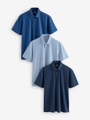 Blue Marls Regular Fit Short Sleeve Jersey Polo Shirts 3 Pack - Image 1 of 12