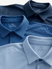 Blue Marls Regular Fit Short Sleeve Jersey Polo Shirts 3 Pack - Image 11 of 12