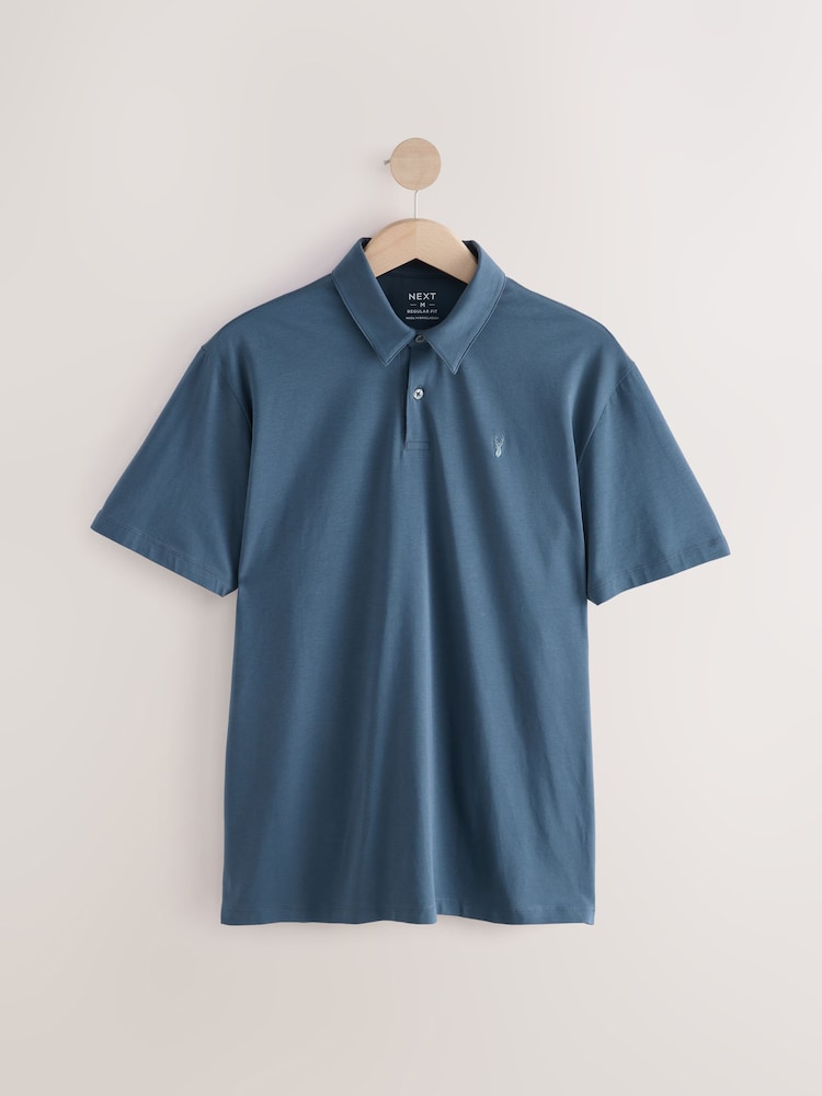 Grey / Blue / Green / Red / Stone Regular Fit Short Sleeve Jersey Polo Shirts 5 Pack - Image 14 of 16