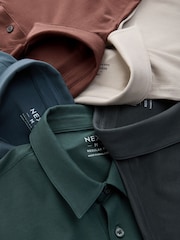 Grey / Blue / Green / Red / Stone Regular Fit Short Sleeve Jersey Polo Shirts 5 Pack - Image 15 of 16