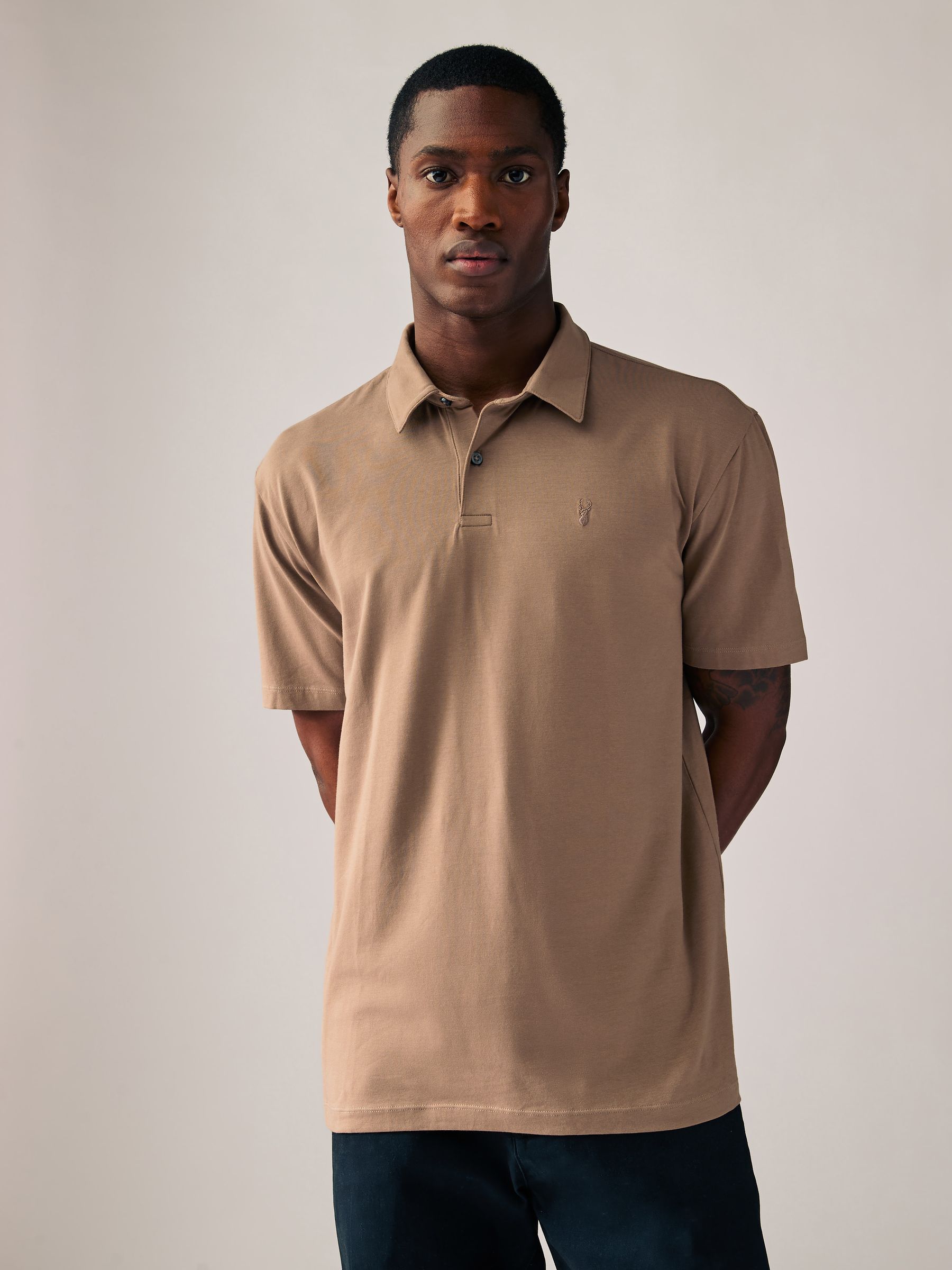 Buy Neutral/Monochrome Regular Fit Short Sleeve Jersey Polo Shirts