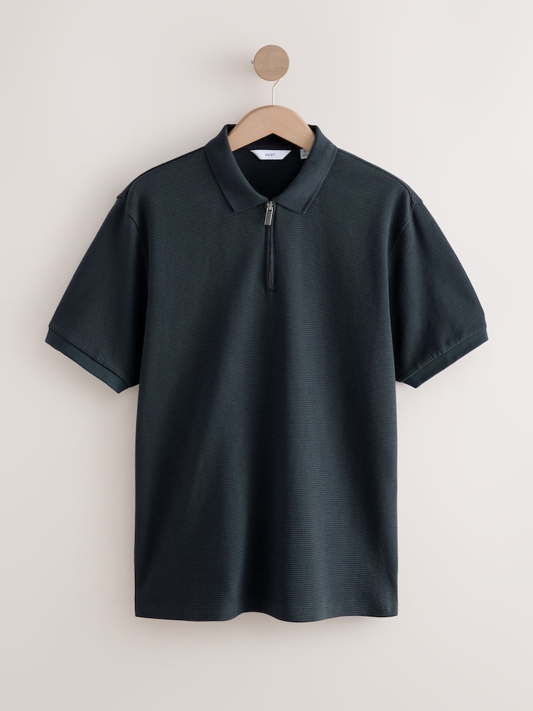 Pink, Ecru, Navy Relaxed Fit 100% Cotton Textured Polo Shirts 3 Pack - Image 3 of 12
