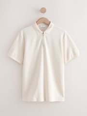 Pink, Ecru, Navy - 100% Cotton Textured Polo Shirts 3 Pack - صورة 4 من 12