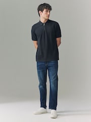 Pink, Ecru, Navy - 100% Cotton Textured Polo Shirts 3 Pack - صورة 7 من 12