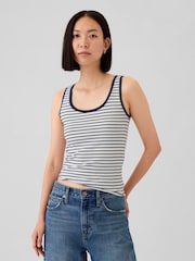 Gap White/Blue Stripe Modern Cotton-Modal Vest - Image 1 of 5