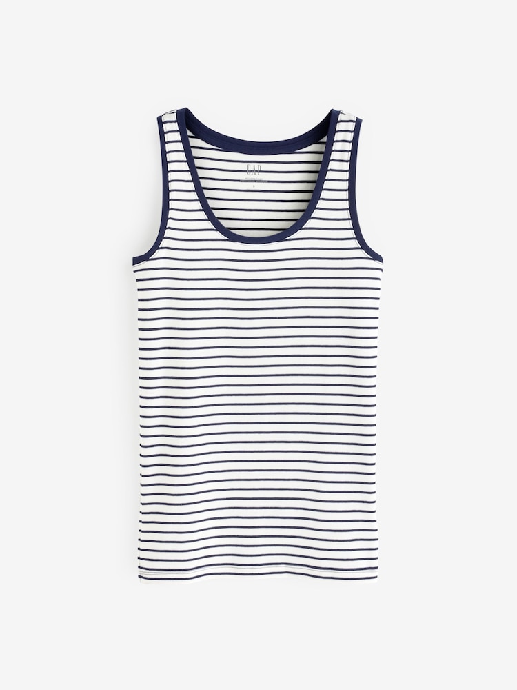 Gap White/Blue Stripe Modern Cotton-Modal Vest - Image 2 of 5