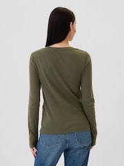 Gap Green Favourite Cotton-Modal Crew Neck Long Sleeve T-Shirt - Image 2 of 5