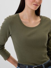 Gap Green Favourite Cotton-Modal Crew Neck Long Sleeve T-Shirt - Image 4 of 5