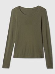 Gap Green Favourite Cotton-Modal Crew Neck Long Sleeve T-Shirt - Image 5 of 5
