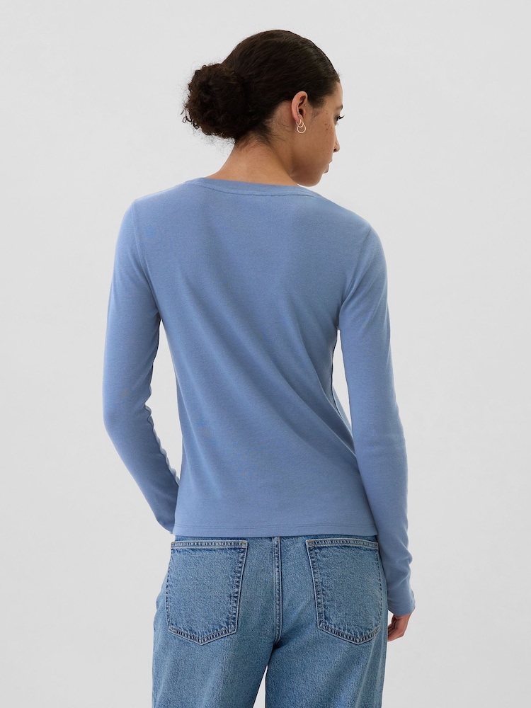 Gap Favourite Baumwoll-Modal T-Shirt mit Rundhalsausschnitt und langen Ärmeln - Bild 2 von 8