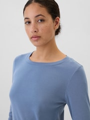Gap Blue Favourite Cotton-Modal Crew Neck Long Sleeve T-Shirt - Image 4 of 7