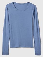 Gap Blue Favourite Cotton-Modal Crew Neck Long Sleeve T-Shirt - Image 5 of 7