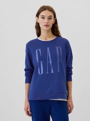 Gap Blue Relaxed Logo Crew Neck Jumper - Image 1 of 5
