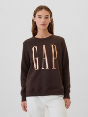 Gap Brown Metallic Relaxed Logo Crew Neck Jumper - Image 1 of 4