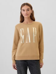 Gap Beige Relaxed Logo Crew Neck Jumper - Image 1 of 4
