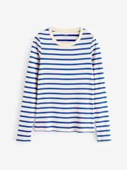 Gap White Stripe Favourite Cotton-Modal Crew Neck Long Sleeve T-Shirt - Image 5 of 8