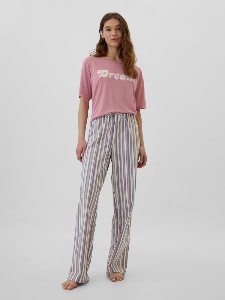 Gap Multi Stripe Poplin Pyjama Bottoms - Image 1 of 4 Gap Multi Stripe Poplin Pyjama Bottoms - Image 1 of 4