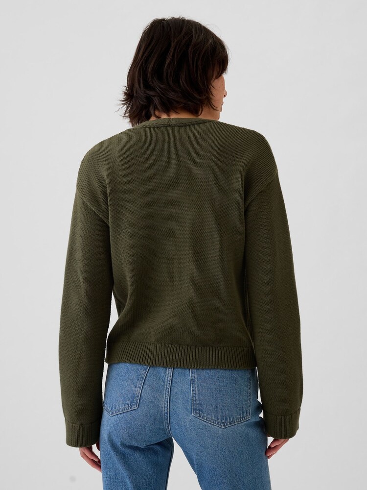 Gap Green V-Neck Pocket Cardigan - Image 2 of 5 Gap Green V-Neck Pocket Cardigan - Image 2 of 5