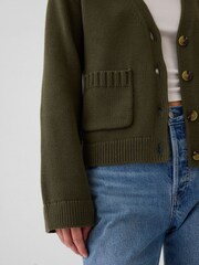 Gap Green V-Neck Pocket Cardigan - Image 4 of 5