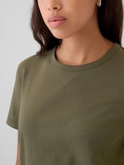 Gap Khaki Green Crew Neck Vintage 100% Organic Cotton Short Sleeve T-Shirt - Image 4 of 5