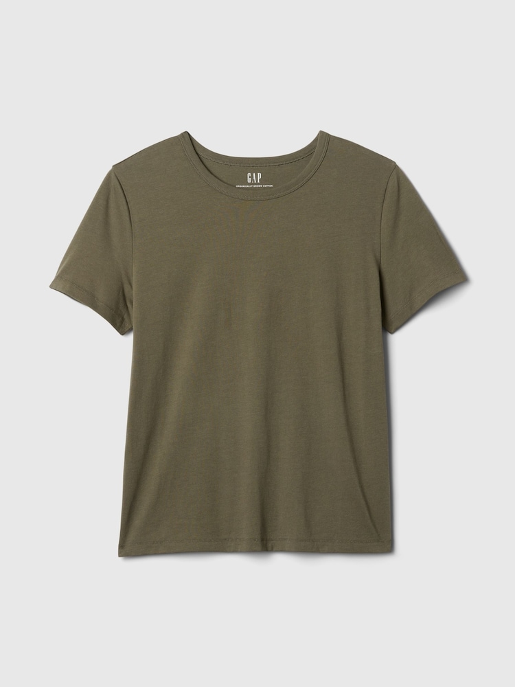Gap Khaki Green Crew Neck Vintage 100% Organic Cotton Short Sleeve T-Shirt - Image 5 of 5