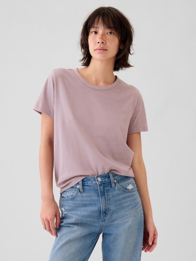 Gap Purple Crew Neck Vintage 100% Organic Cotton Short Sleeve T-Shirt - Image 1 of 4