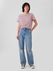 Gap Purple Crew Neck Vintage 100% Organic Cotton Short Sleeve T-Shirt - Image 3 of 4