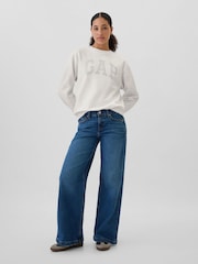 Gap White Diamante Logo Crew Neck Jumper - Image 3 of 5