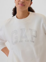 Gap White Diamante Logo Crew Neck Jumper - Image 4 of 5