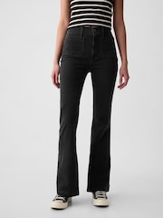 Gap Black High Waisted Double Pocket 70s Flare Jeans - Image 2 of 11