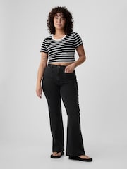 Gap Black High Waisted Double Pocket 70s Flare Jeans - Image 6 of 11