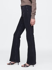 Gap Black High Waisted Double Pocket 70s Flare Jeans - Image 9 of 11