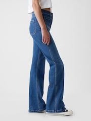 Gap Blue High Waisted Double Pocket 70s Flare Jeans - Image 3 of 5