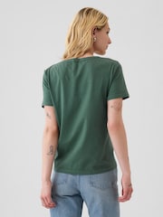 Gap Green V-Neck Vintage 100% Organic Cotton Short Sleeve T-Shirt - Image 2 of 4