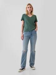 Gap Green V-Neck Vintage 100% Organic Cotton Short Sleeve T-Shirt - Image 3 of 4