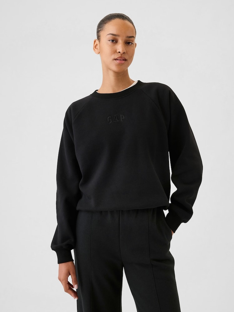 Gap Black Vintage Soft Raglan Crew Neck Sweatshirt - Image 1 of 1 Gap Black Vintage Soft Raglan Crew Neck Sweatshirt - Image 1 of 1