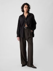 Gap Brown 365 High Waisted Pleated Trousers - Image 1 of 5