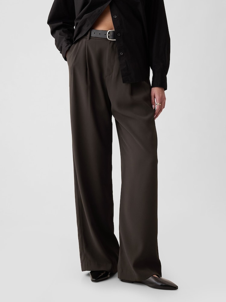Gap Brown 365 High Waisted Pleated Trousers - Image 2 of 5 Gap Brown 365 High Waisted Pleated Trousers - Image 2 of 5