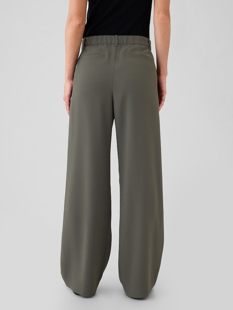 Gap Dark Green 365 High Waisted Pleated Trousers - Image 2 of 5