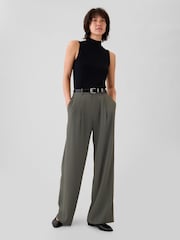 Gap Dark Green 365 High Waisted Pleated Trousers - Image 4 of 5