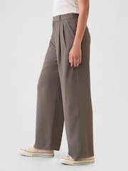Gap Brown 365 High Waisted Pleated Trousers - Image 3 of 6
