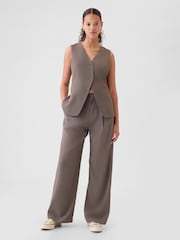 Gap Brown 365 High Waisted Pleated Trousers - Image 4 of 6