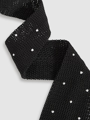 Шелковый трикотажный галстук в горошек Reiss Punto - Изображение 3 из 5