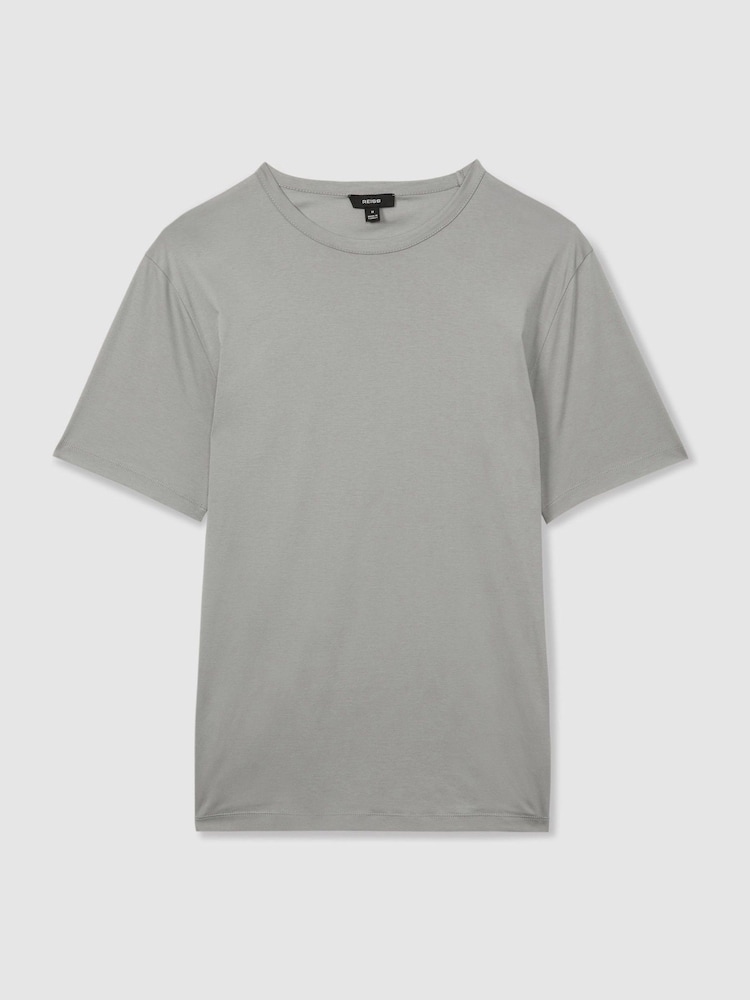 Reiss Grey Capri Cotton Crew Neck T-Shirt - Image 2 of 6 Reiss Grey Capri Cotton Crew Neck T-Shirt - Image 2 of 6