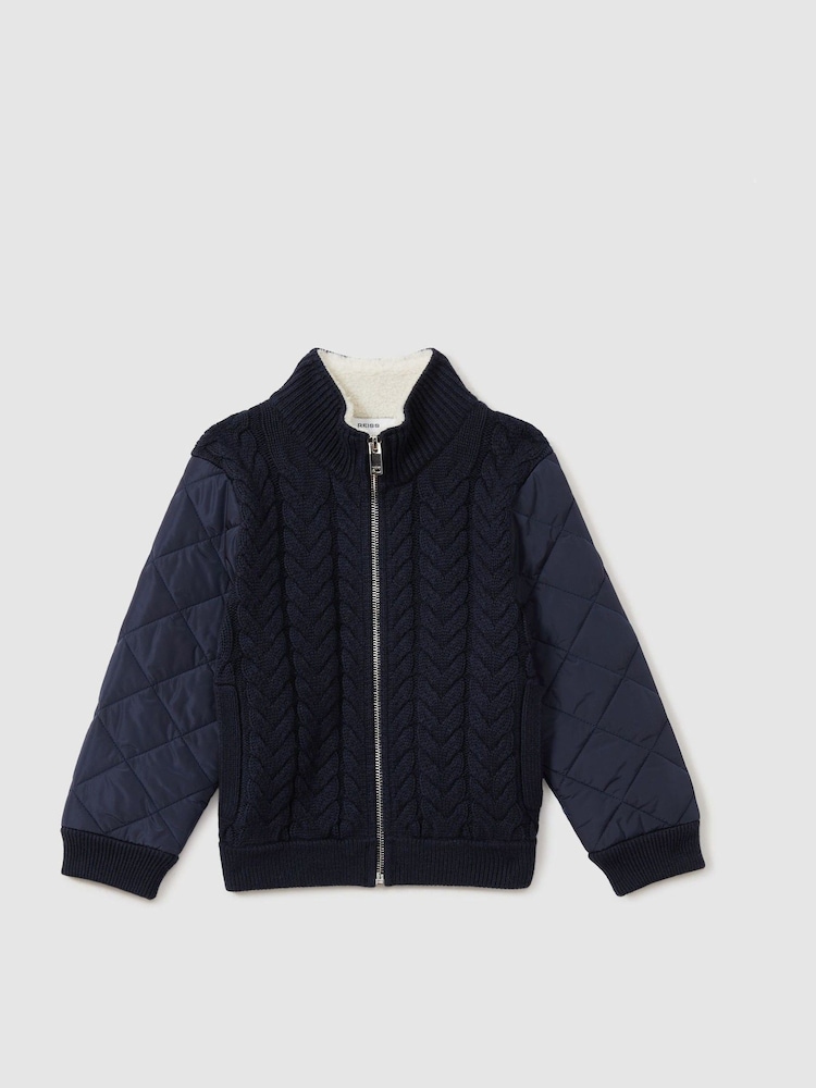 Reiss Navy Arnold 9-13 yrs Hybrid Quilt-Knit Jacket - Image 2 of 4