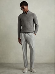 Reiss Mid Grey Melange Chester Wool Zip-Neck Jumper - Image 3 of 6